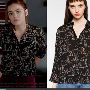 Zara Cat button up shirt ASO Pretty little liars